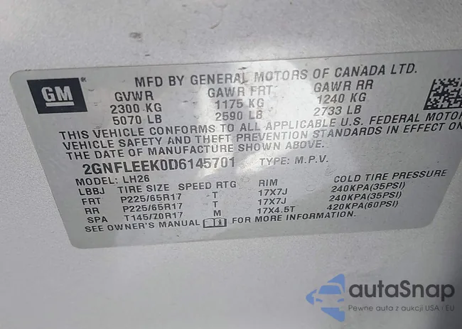 2GNFLEEK0D6145701: 43143770