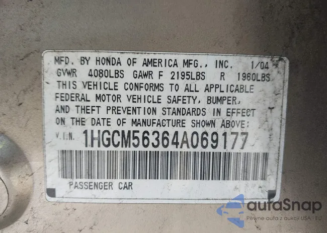 1HGCM56364A069177: 43144055