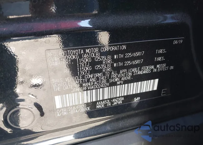 JTMH1RFV6KD024029: 43145069