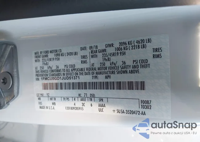 1FMCU0GD1JUD51371: 43145168