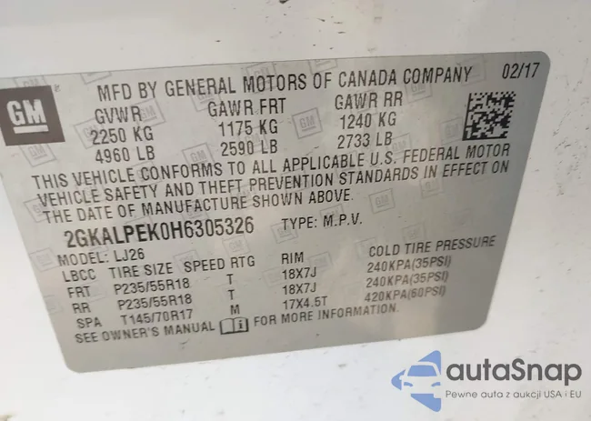 2GKALPEK0H6305326: 43145257