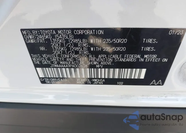 JTMAAAAA9PA007628: 43145386