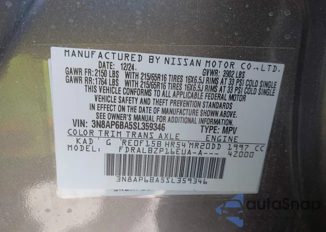 3N8AP6BA5SL359346: 43145460