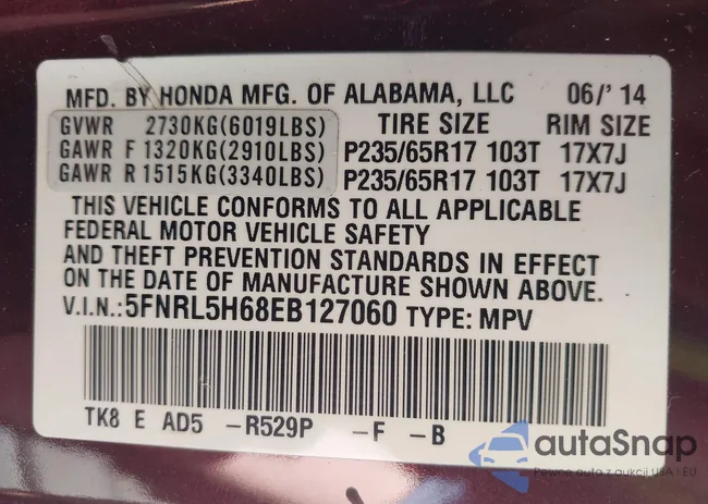 5FNRL5H68EB127060: 43145584