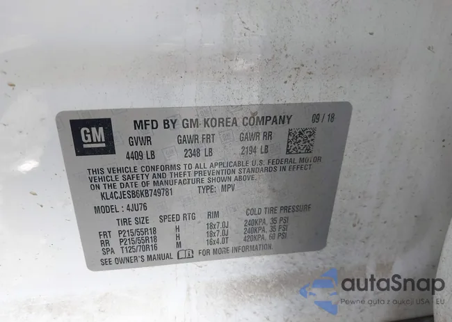 KL4CJESB6KB749781: 43145593