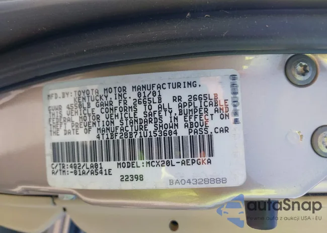 4T1BF28B71U153604: 43144818