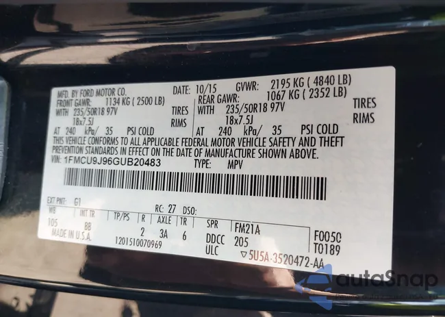 1FMCU9J96GUB20483: 43144937