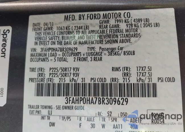 3FAHP0HA7BR309629: 43145045