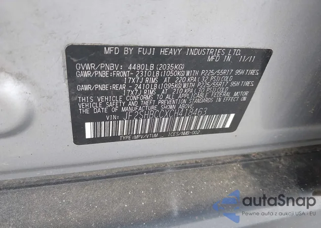 JF2SHBCCXCH418463: 43146083