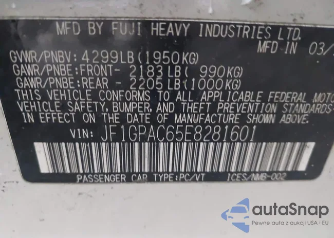 JF1GPAC65E8281601: 43146090