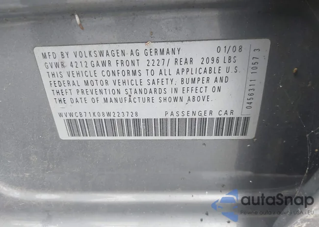 WVWCB71K08W223728: 43146093