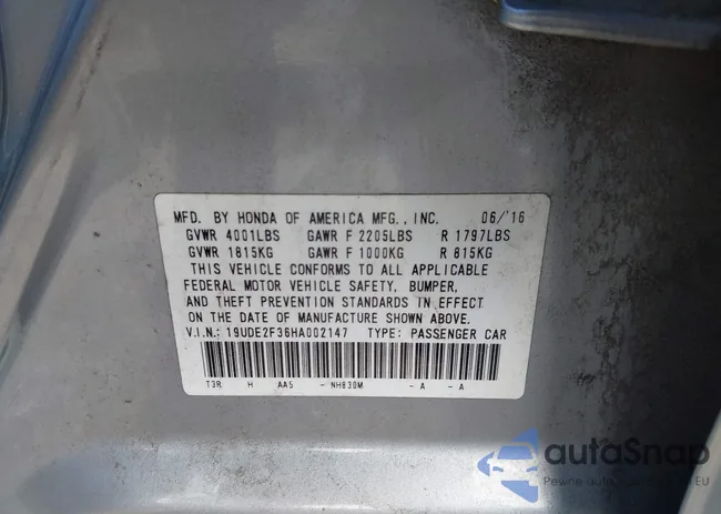 19UDE2F36HA002147: 43146163