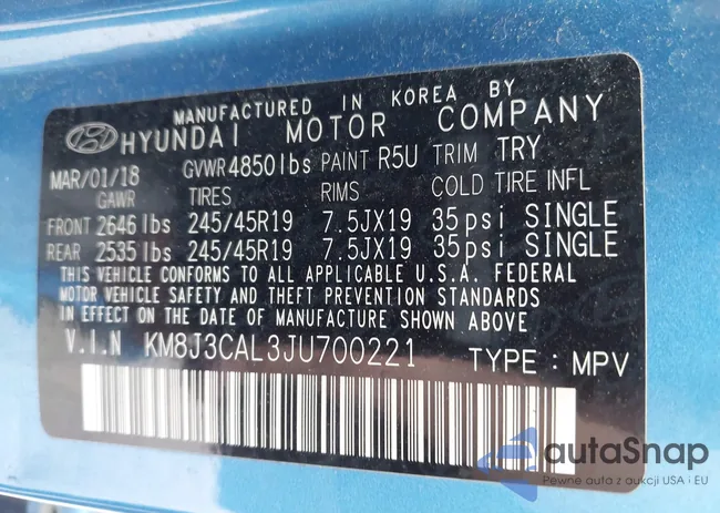 KM8J3CAL3JU700221: 43146213