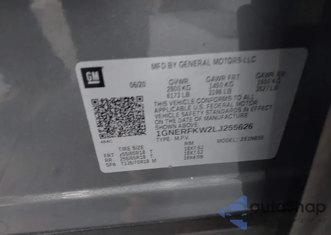 1GNERFKW2LJ255626: 43146243