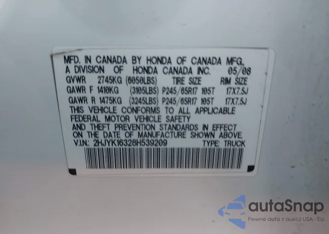 2HJYK16328H539209: 43146252