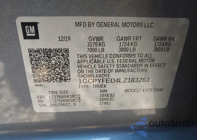 1GCPYFED4LZ183263: 43146289