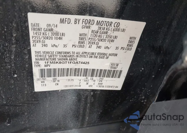 1FM5K8GT1FGA74425: 43146297