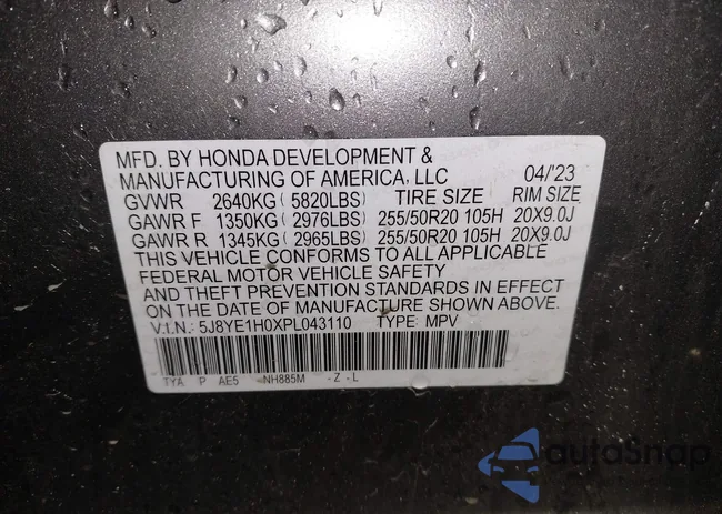 5J8YE1H0XPL043110: 43146355