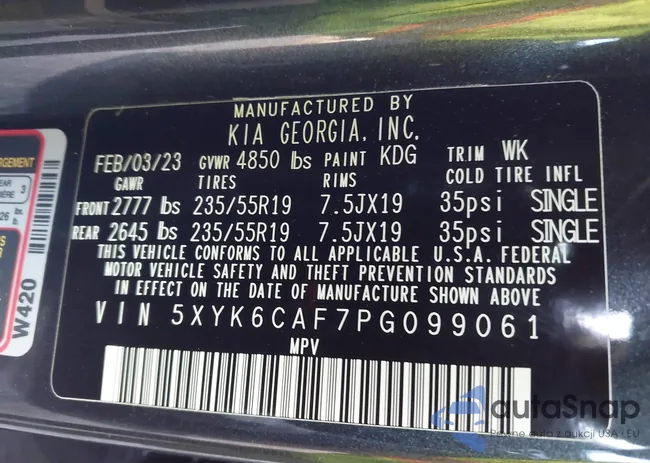 5XYK6CAF7PG099061: 43146407