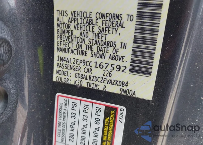 1N4AL2EP9CC167592: 43146429