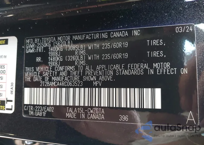 2T2BAMCA4RC063523: 43146446