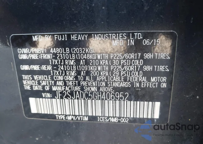 JF2SJADC5GH406952: 43146467