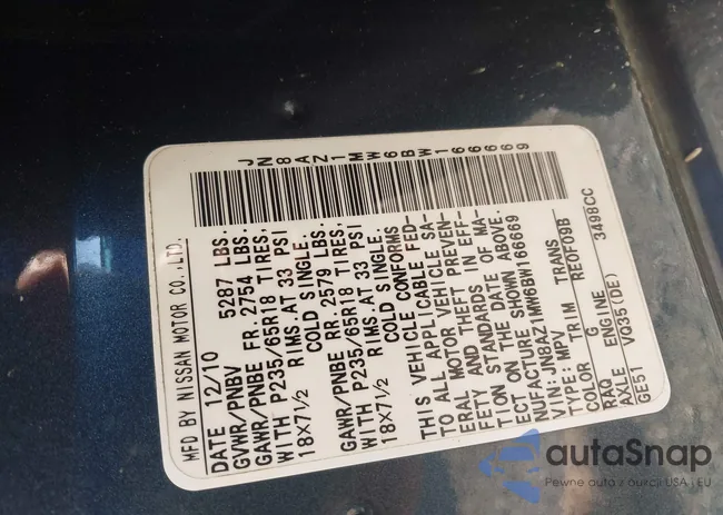 JN8AZ1MW6BW166669: 43146522