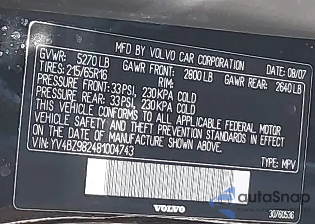 YV4BZ982481004743: 43146538