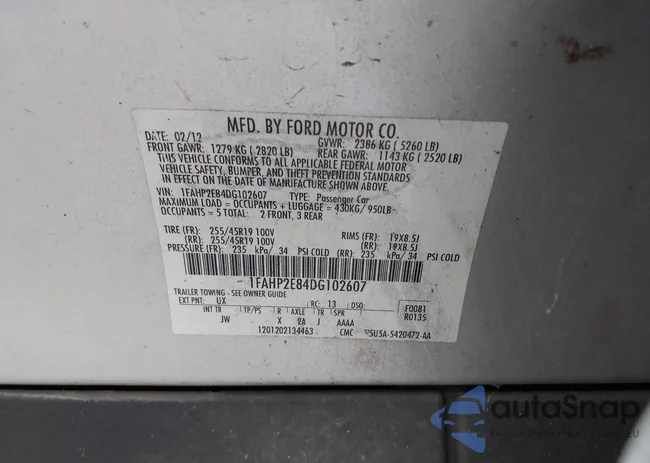 1FAHP2E84DG102607: 43146613