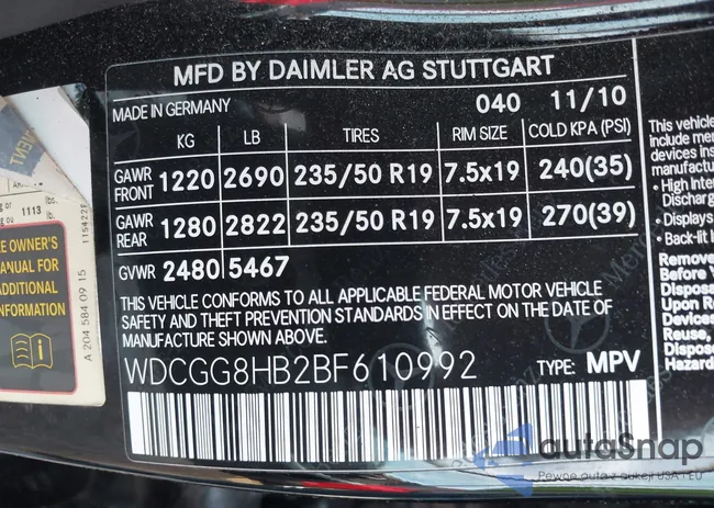 WDCGG8HB2BF610992: 43146614