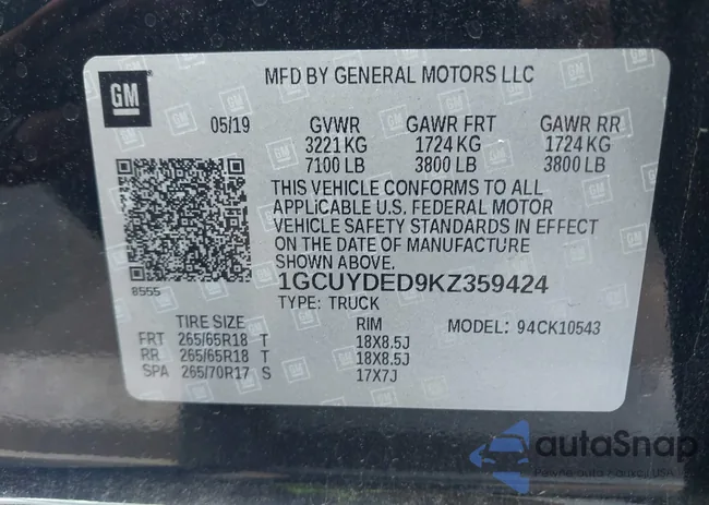 1GCUYDED9KZ359424: 43145715