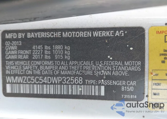 WMWZC5C54DWP32568: 43145725