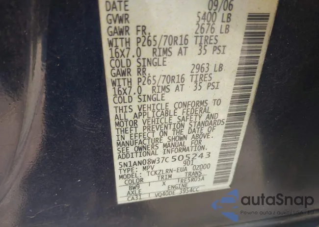 5N1AN08W37C505243: 43145730