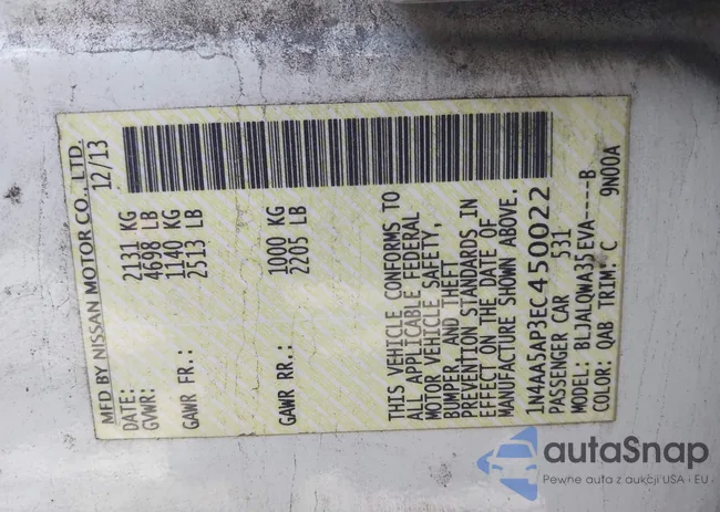 1N4AA5AP3EC450022: 43145736