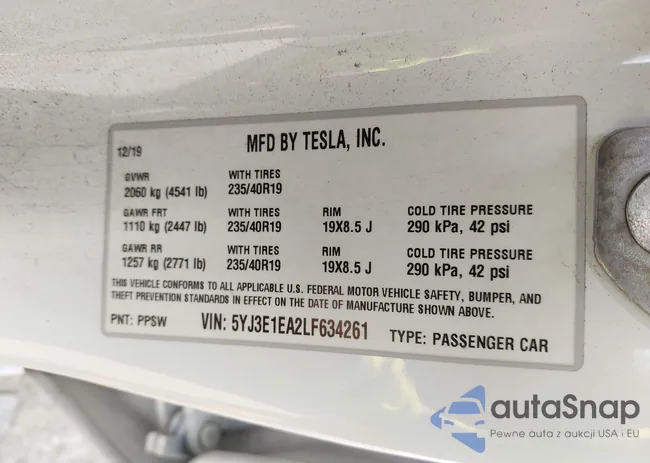 5YJ3E1EA2LF634261: 43145767