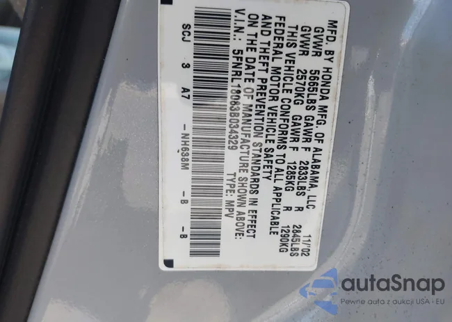 5FNRL18083B034329: 43145770