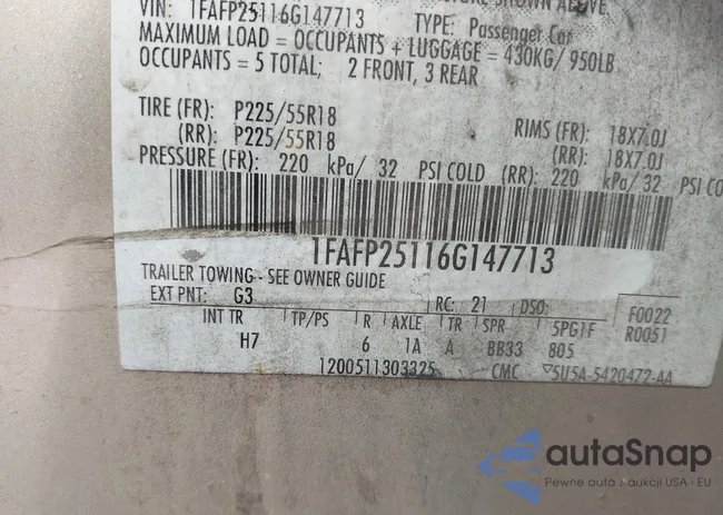 1FAFP25116G147713: 43145828