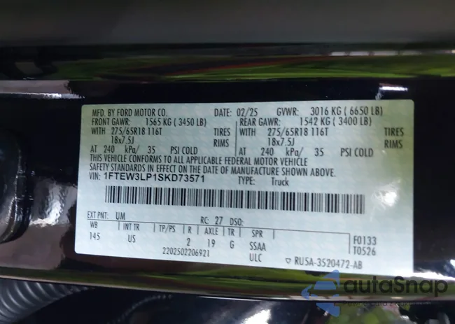 1FTEW3LP1SKD73571: 43145930