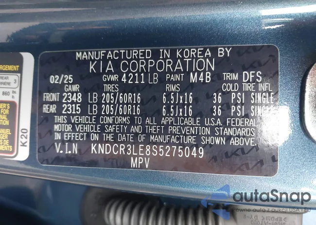 KNDCR3LE8S5275049: 43145940