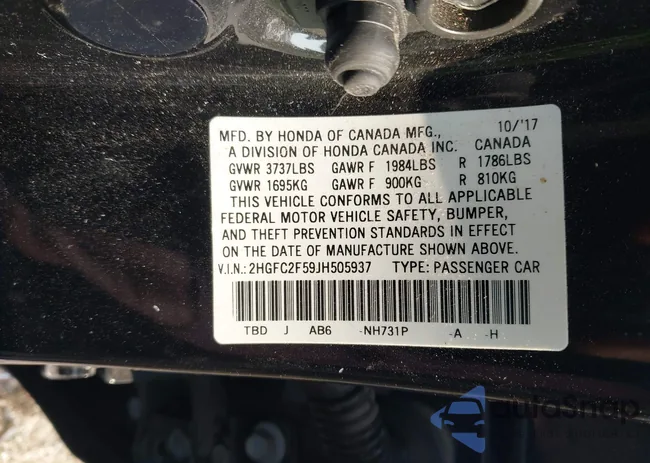 2HGFC2F59JH505937: 43147068