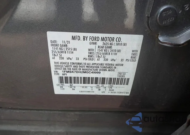 1FMSK7DH2MGC49999: 43147074