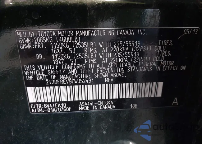 2T3DFREV9DW052494: 43147141