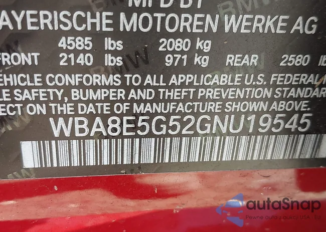 WBA8E5G52GNU19545: 43147257