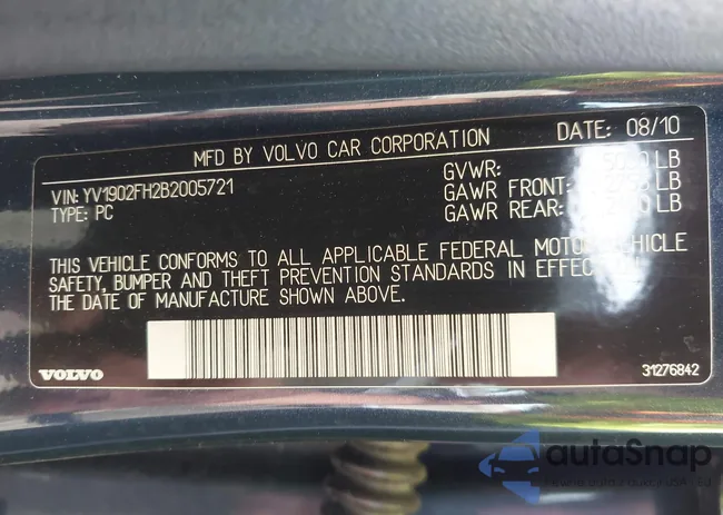 YV1902FH2B2005721: 43147295