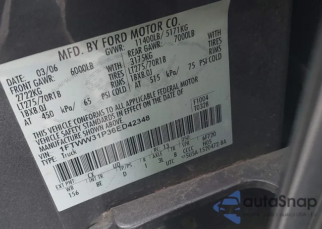 1FTWW31P36ED42348: 43147383