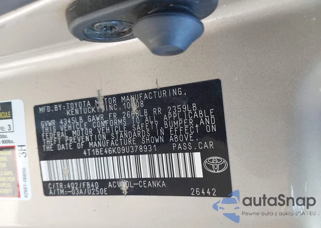 4T1BE46K09U378931: 43147404