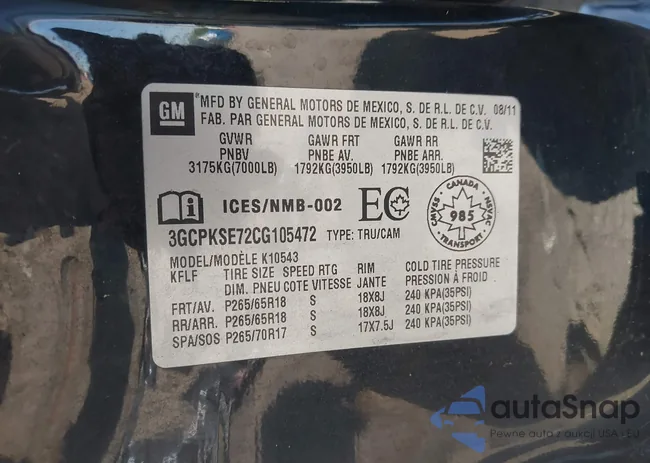 3GCPKSE72CG105472: 43146667