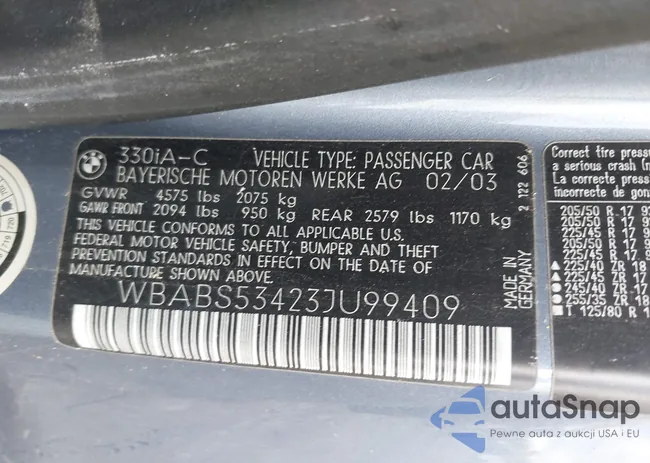 WBABS53423JU99409: 43146764