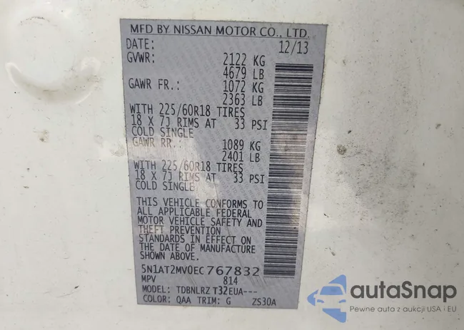 5N1AT2MV0EC767832: 43146765