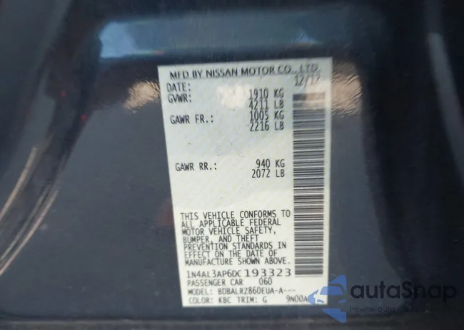 1N4AL3AP6DC193323: 43146775